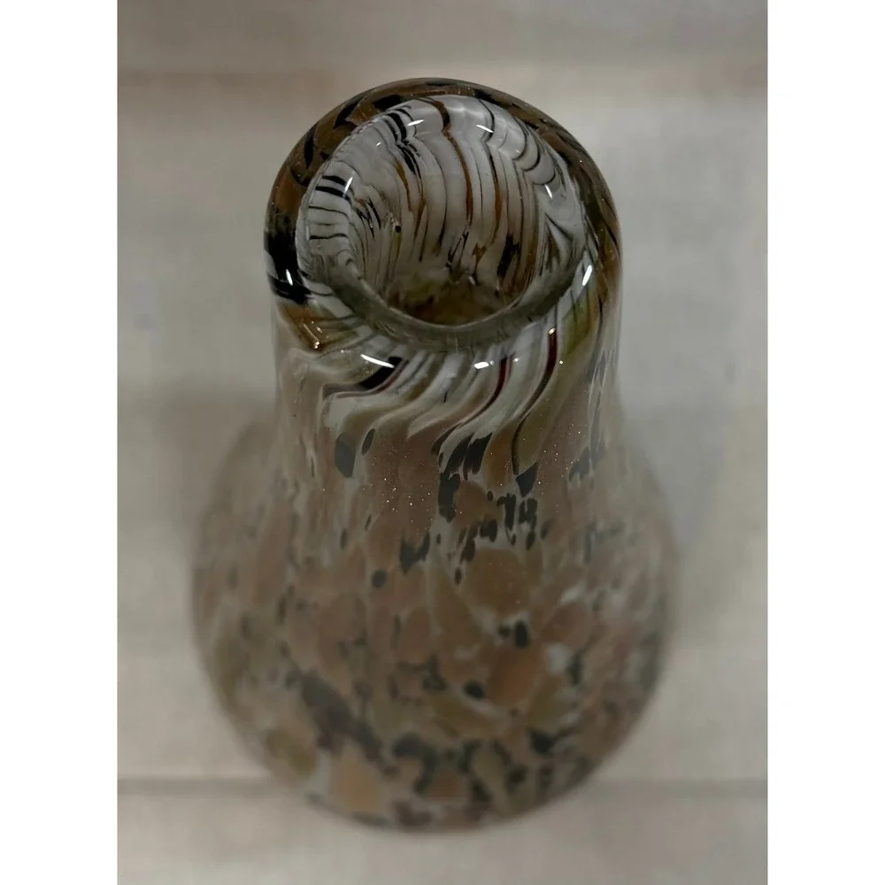 Vintage Italian Murano Style Art Glass Vase Gold Copper Aventurine 12